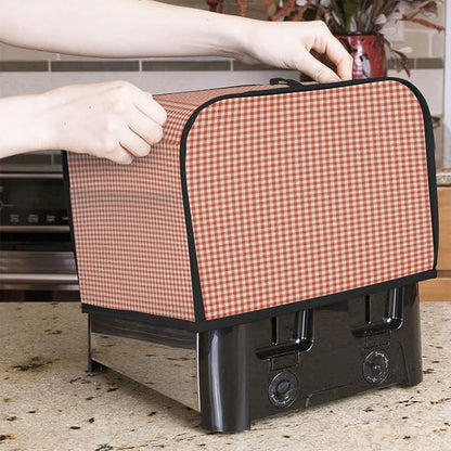 Red Retro Stripes Toaster Cover 4 Slice Wide Slot Washable Kitchen Appliance Covers Fingerprint Bread Machine Dust Cover Small Toaster Oven Accessories Covers Bread Maker Bag Women Gift