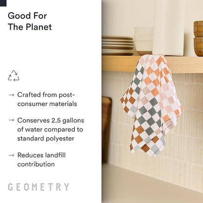 GEOMETRY Kitchen Dish Cloths - Quick Dry Dishcloths for Kitchen - Premium Dish Rags with Geoweave - 3-Pieces Autumn Checkers