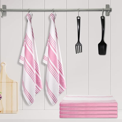 Urban Villa Easter Kitchen Towels 100% Cotton Dish Towels for Kitchen (Set of 6)20”x30” Dish Cloths Highly Absorbent Kitchen Linen Set with Hanging Loop Perfect for Drying Dishes Cleaning Towels-Pink