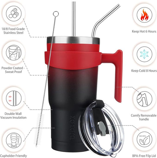 BJPKPK 20oz Stainless Steel Double Wall Insulated Tumbler With Handle And Straw Lid,Blood Moon