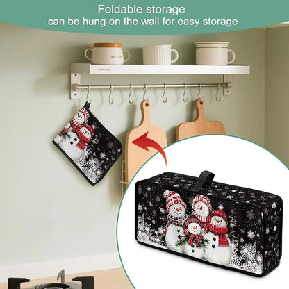 Christmas Toaster Cover 2 Slice Cute Snowman Water-Resistant Folding 2 Slice Slim Toaster Cover, Heat-Resistant Thanksgiving Protective Covers for Small Appliance