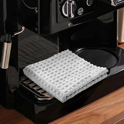 Barista Towel, Extra Thick Waffle Microfiber Coffee Cleaning Cloths, Espresso Machine Accessories for Coffee Bar, Steam Wand, Countertop, Grey, 3-Pack