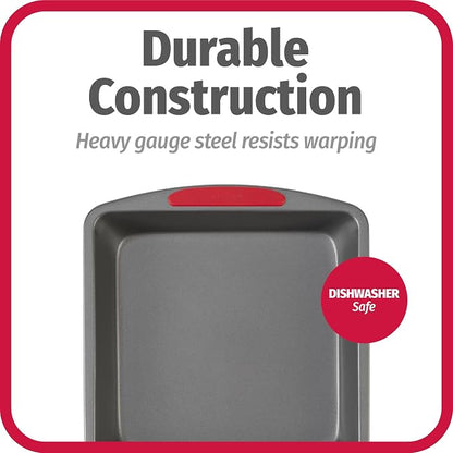 GoodCook MegaGrip Baking Pan with Silicone Grip Handles Square Non-Stick Heavy-Gauge Steel Cake Pan Baking Dish for Brownies Bread Cake Baked Goods & More,Dishwasher Safe,8x8-Inch,(Pack of 12)