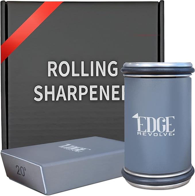 Rolling Knife Sharpener Kit, Magnetic 15° & 20° Angle Guides, Diamond & Ceramic Discs, Manual Rolling Knife Sharpener Tool for Razor-Sharp Kitchen gadgets, Chef & Outdoor Knives (Gray Blue)