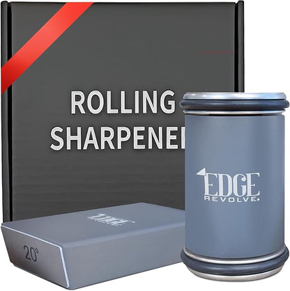 Rolling Knife Sharpener Kit, Magnetic 15° & 20° Angle Guides, Diamond & Ceramic Discs, Manual Rolling Knife Sharpener Tool for Razor-Sharp Kitchen gadgets, Chef & Outdoor Knives (Gray Blue)
