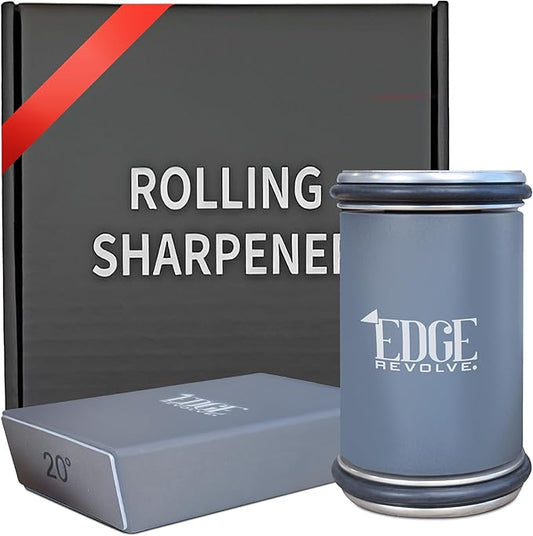 Rolling Knife Sharpener Kit, Magnetic 15° & 20° Angle Guides, Diamond & Ceramic Discs, Manual Rolling Knife Sharpener Tool for Razor-Sharp Kitchen gadgets, Chef & Outdoor Knives (Gray Blue)
