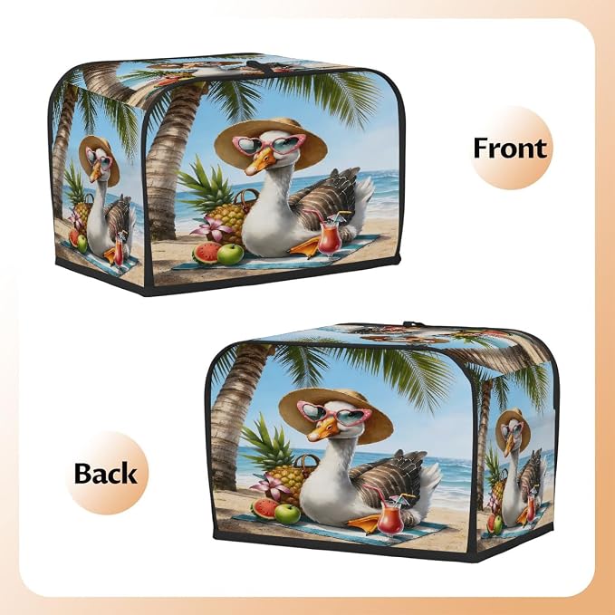 Beach Animal Toaster Cover 4 Slice Wide Slot Washable Toaster Covers | Summer Goose Dust and Fingerprint Protection Bread Maker Covers for Kitchen Accessories Decor Bakeware Women Gift