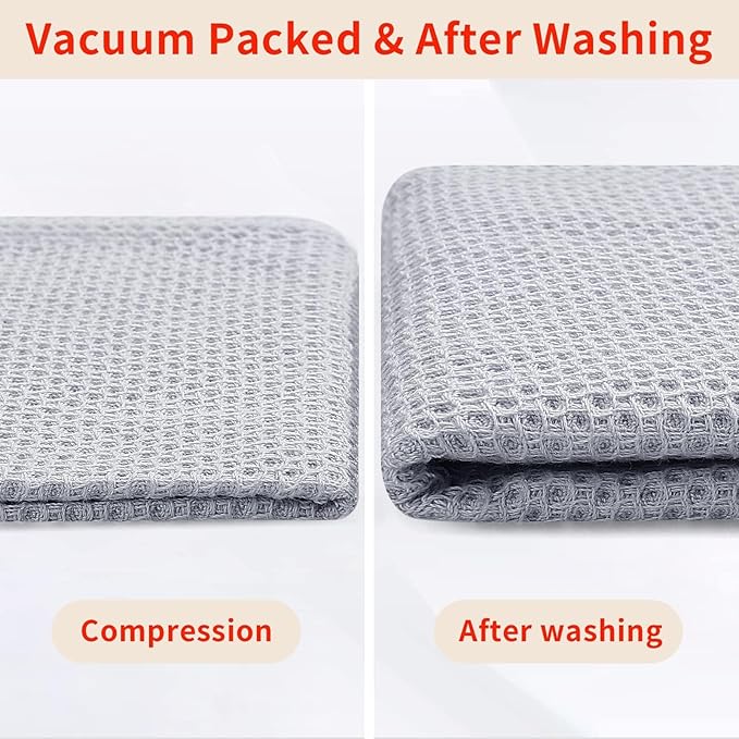 Homaxy 100% Cotton Waffle Weave Kitchen Dish Cloths, Ultra Soft Absorbent Quick Drying Dish Towels, 12 x 12 Inches, 18-Pack, Light Gray
