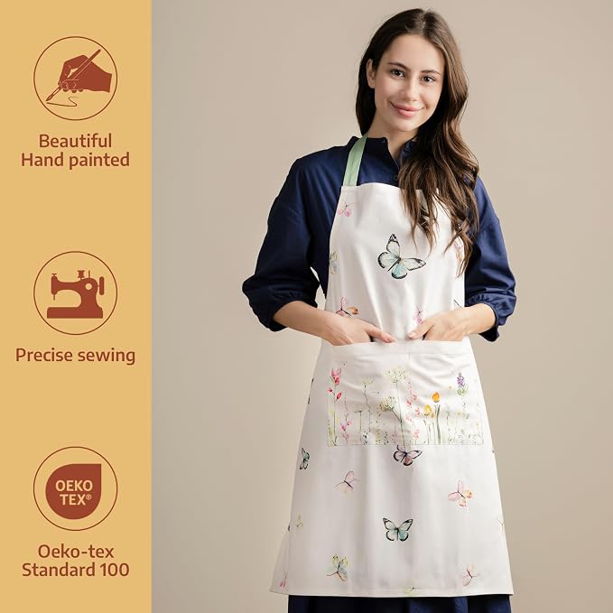 Maison d' Hermine 100% Cotton Apron for women with Pocket Kitchen Chef Apron for Men Cooking Spring Summer