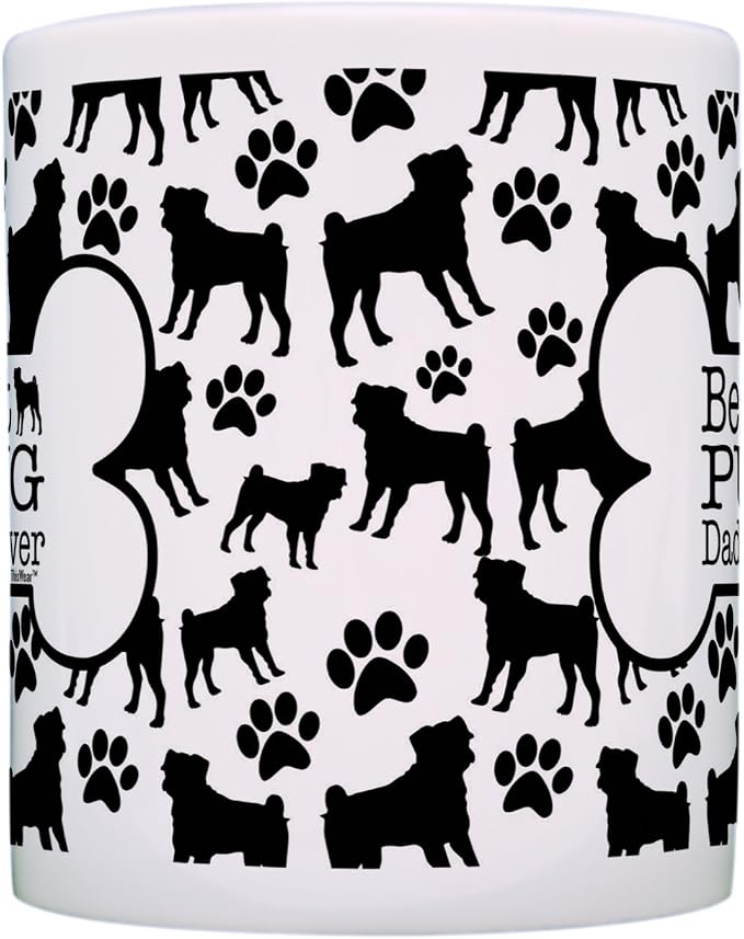 ThisWear Best Pug Mom Dad Ever Bundle Paws Dogs 2 Pack Gift Coffee Mugs Tea Cups Bone Pattern