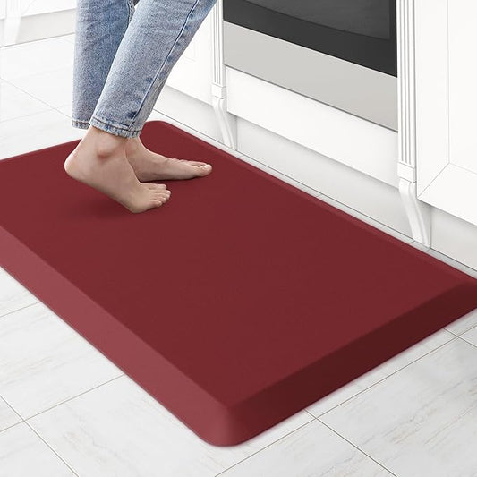 KitchenClouds Kitchen Mat Cushioned Anti Fatigue Kitchen Rug 0.8inch Water Resistant Non Slip Kitchen Rugs and Mats Standing Desk Mat Comfort Floor Mats for Kitchen Sink Office (17.3"x28", Red)