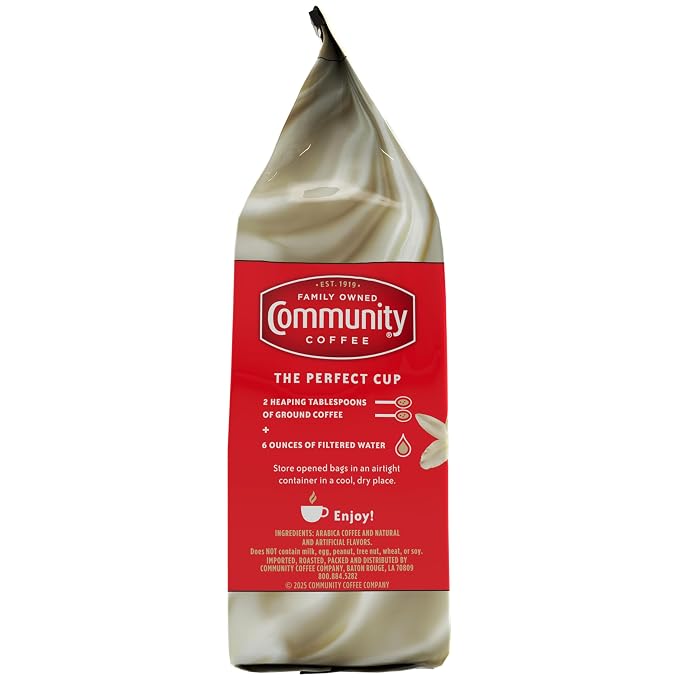 Community Coffee French Vanilla Flavored Ground Coffee, Medium Roast, 12 oz Bag (Pack of 1)