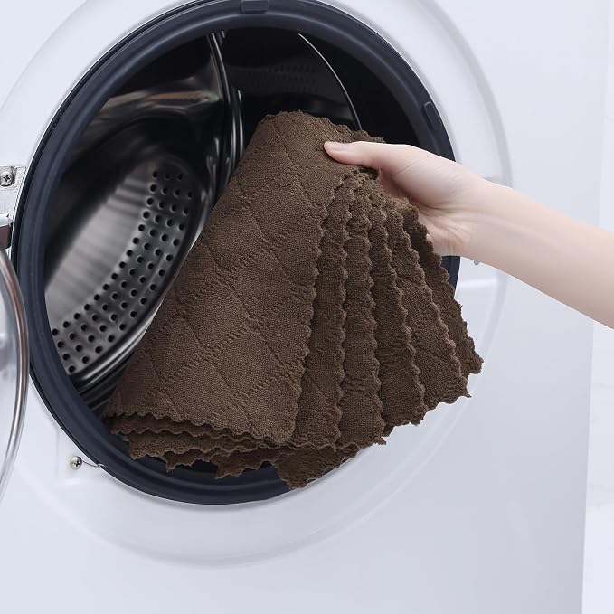 Homaxy 18 Pack Kitchen Cloths Dish Towels (7" x 9", Brown), Super Soft and Absorbent Coral Velvet Dishcloths, Fast Drying No Lint Microfiber Cleaning Cloth