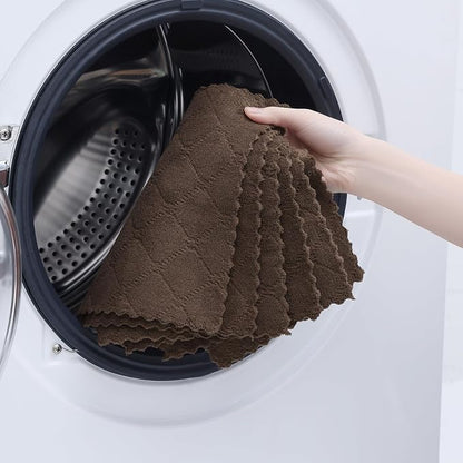 Homaxy 18 Pack Kitchen Cloths Dish Towels (7" x 9", Brown), Super Soft and Absorbent Coral Velvet Dishcloths, Fast Drying No Lint Microfiber Cleaning Cloth