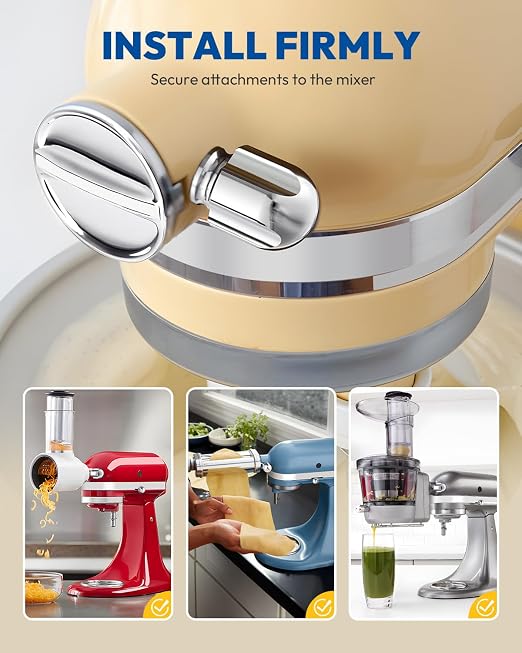 Attachment Knob Thumb 1.5‘’ Short Screw fit for Kitchen Aid Mixers with Screw-On Hup Cap, Upgraded 6061 Aluminum Long Screw Head Knob Replacement Parts, Replaces 9709194, 4162142, 240374 etc, Chrome