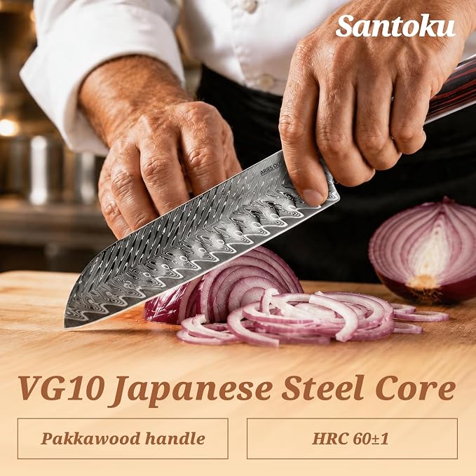 VG10 Damascus Kitchen Knife Set 3PCS, Japanese Chef Knife Set, 67-Layer Forged High Carbon Steel Cooking Knives with Pakkawood Handle Gift Box