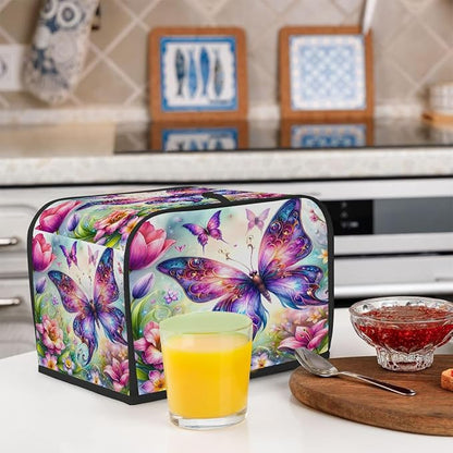 Toaster Cover 2 Slice Wide Slot Spring Flower ButterflyBread Toaster Oven Dustproof Cover Small Appliance Kitchen Covers Dust and Fingerprint Protection for Women Gift 2 Slice