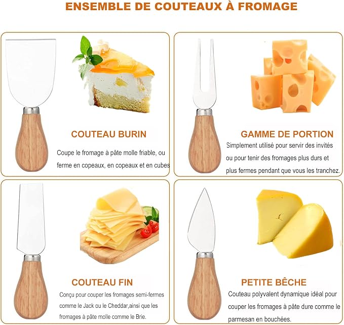 Exquisite 4-Piece Cheese Knives Set, Complete Stainless Steel Cheese Knife Collection (Gift-Ready)