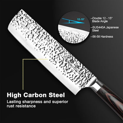 imarku Nakiri Knife,7 Inch High Carbon Stainless Steel Japanese Chef Knife,Razor Sharp Chopping Vegetable and Meat Cleaver Kitchen Knife with Ergonomic Handle,Fathers Day