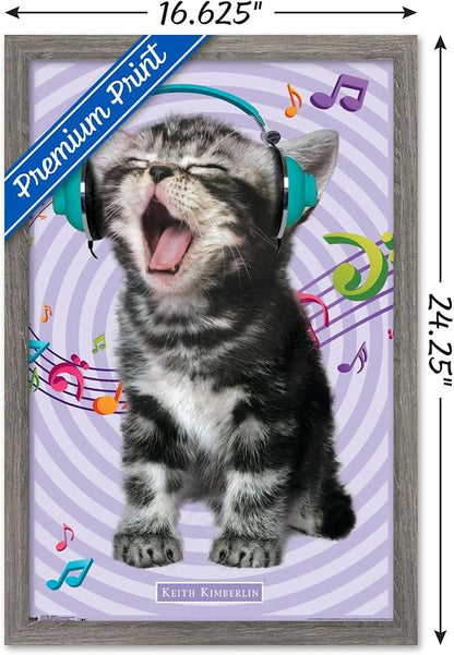 Trends International Keith Kimberlin - Kitten - Singing Wall Poster, 14.725" x 22.375", Barnwood Framed Version