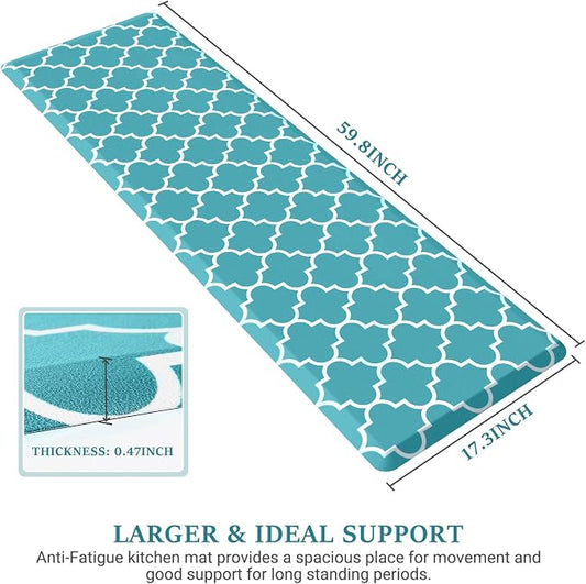 WISELIFE Kitchen Mat Cushioned Anti-Fatigue Kitchen Rug,17.3"x 60",Non Slip Waterproof Kitchen Mats and Rugs Heavy Duty PVC Ergonomic Comfort Mat for Kitchen, Floor Home, Office, Sink, Laundry, Green
