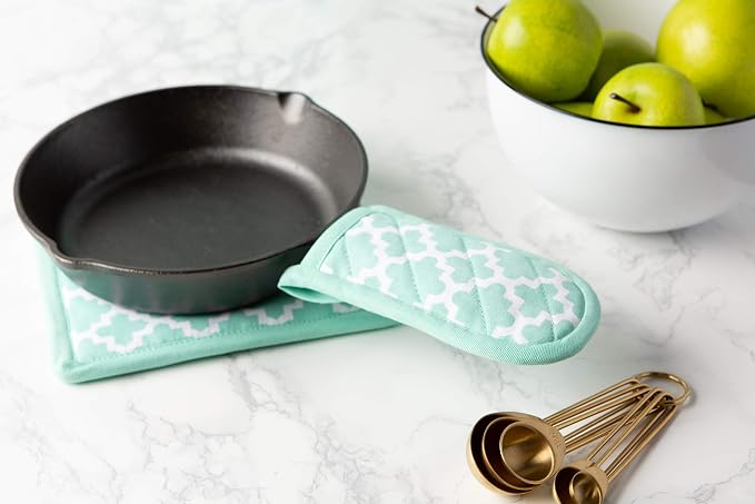 DII Lattice Basics Collection Kitchen Essentials, Pan Handle Set, Aqua, 3, Piece