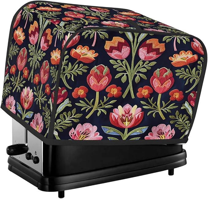 Toaster Cover 2 Slice Wide Slot Flower Floral RedBread Toaster Oven Dustproof Cover Small Appliance Kitchen Covers Dust and Fingerprint Protection for Women Gift 2 Slice