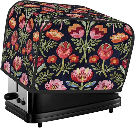 Toaster Cover 2 Slice Wide Slot Flower Floral RedBread Toaster Oven Dustproof Cover Small Appliance Kitchen Covers Dust and Fingerprint Protection for Women Gift 2 Slice