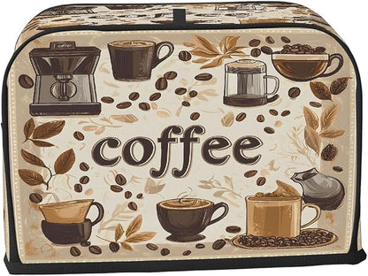 2 Slice Fun Coffee Brown Toaster Cover Waterproof Dust Fingerprint Bread Machine Cover Washable Kitchen Appliance Protector For Home Kitchen Bakeware Table Decor Women Gifts