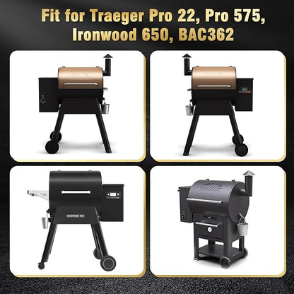 Upgraded Folding Front Shelf for Traeger Pro 22 & Pro 575, Ironwood 650 – All-in-One Grill Prep Table with Stainless Steel Basin, Cutting Board, Lid & 5 Hooks, Heavy-Duty Replacement for BAC362