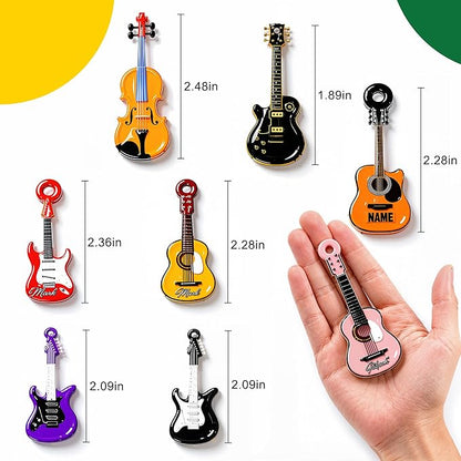 Renmxj 8 Pcs Mini Guitar Magnets for Fridge, Cute Tiny Decorative Fridge Magnets, for Kitchen Refrigerator Office Locker Decoration(Multicolor)