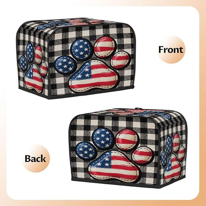 Dog Paw Flag Toaster Cover 2 Slice Wide Slot Washable Kitchen Appliance Covers Fingerprint Bread Machine Dust Cover Small Toaster Oven Accessories Covers Bread Maker Bag Women Gift