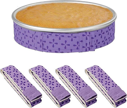 Mity rain 4-Piece Cake Pan Dampen Strips, Super Absorbent Thick Cotton Strips for Baking, Cake Leveler and Baking Supplies