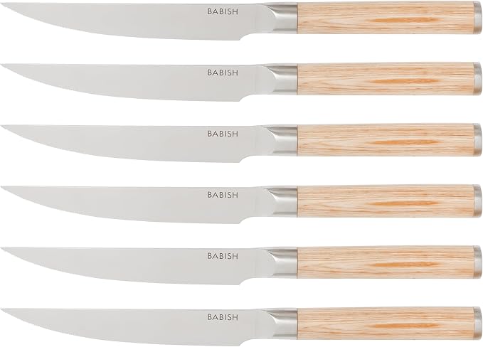 Babish High-Carbon 1.4116 German Steel 15 Piece Full Tang Forged Cutlery Kitchen Knife Block Set - Light Pakka Wood Handle