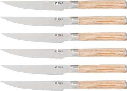 Babish High-Carbon 1.4116 German Steel 15 Piece Full Tang Forged Cutlery Kitchen Knife Block Set - Light Pakka Wood Handle