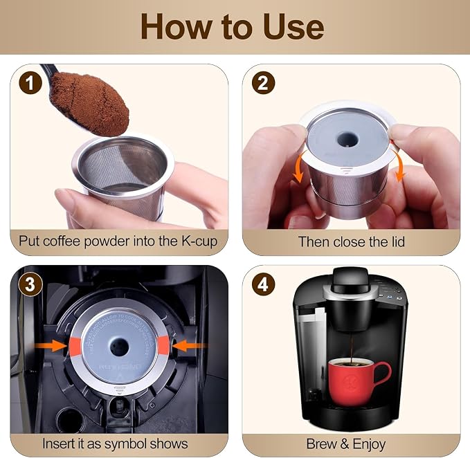 RETHONE K Cup Reusable Coffee Pods, Stainless Steel Reusable K Cups Coffee Filter Compatible for Keurig 1.0 & 2.0 Coffee Makers BPA-Free Refillable Coffee Filters (1 Pack)