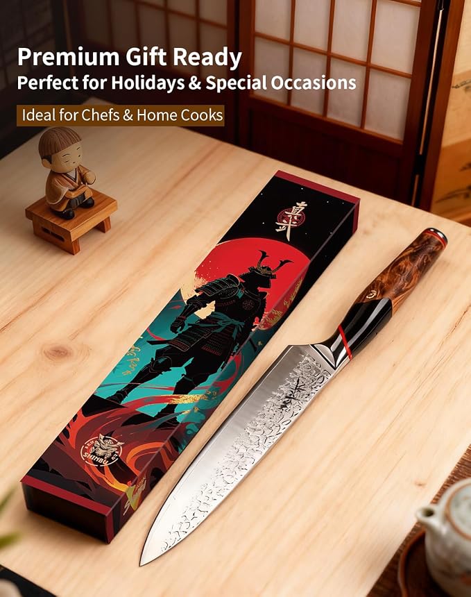 8 Inch Damascus Chef Knife, AUS-10 Steel Core Professional Japanese Kitchen Knife, 67-Layer High Carbon Stainless Steel Sharp Cooking Knife with Ergonomic Handle, Gift Box