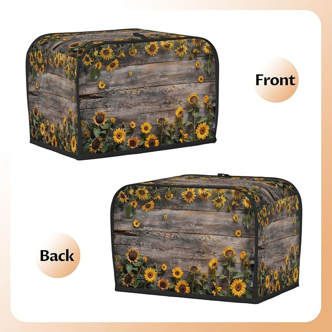 4 Slice Wooden Sunflower Toaster Cover Waterproof Dust Fingerprint Bread Machine Cover Washable Kitchen Appliance Protector For Home Kitchen Bakeware Table Decor Women Gifts