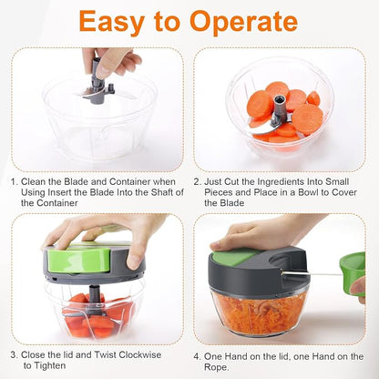 Ibergrif M502 Manual Onion Cutter, Multifunctional Onion Chopper, Multi Chopper with Filling Opening, BPA-Free, Easy Pull Chopper Manual for Vegetables, Meat, Nuts