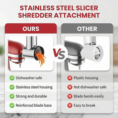 Stainless Steel Slicer Shredder Attachment for Kitchenaid Stand Mixer,kitchen aid cheese grater,Salad Maker,Dishwasher Safe with 4 Blades by Kitchwiyte