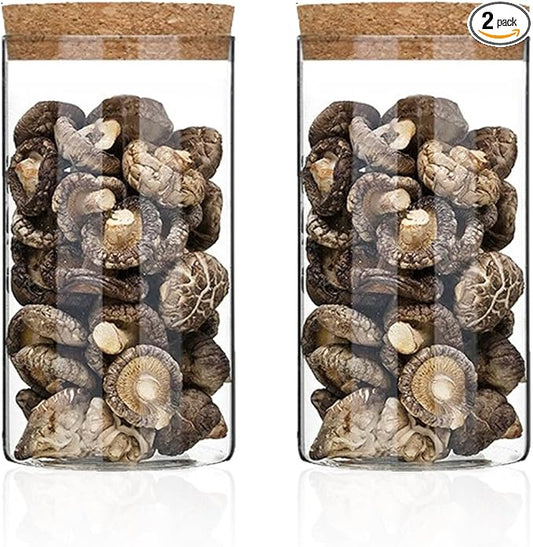 Airtight Glass Storage Containers with cork Lid, for Kitchen Pantry Organization and Storage jar，Ideal for Coffee Beans Snacks Flour Cereal Sugar Tea 24oz. (Circular 5.9 * 3.3in*2pcs)