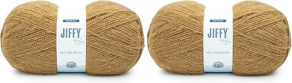 Lion Brand Yarn Jiffy Bonus Bundle, Acrylic Yarn for Crochet, Cedar, 2 Pack