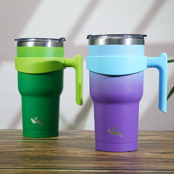 Konokyo 20 oz Tumbler with Handle and 2 Straw 2 Lid, Insulated Water Bottle Stainless Steel Vacuum Cup Reusable Travel Mug,Ocean Dream