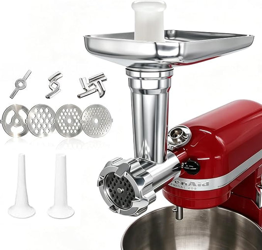 Replacement Food Meat Grinder Attachment with Sausage Stuffer Kit and Food Tray, Compatible with KitchenAid Artisan Series 5 Quart Tilt Head Stand Mixer &5/6/7 Quart Bowl-Lift Stand Mixer