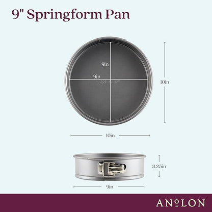 Anolon 54711 Advanced Nonstick Springform Baking Pan / Nonstick Springform Cake Pan / Nonstick Cheesecake Pan, Round - 9 Inch, Gray