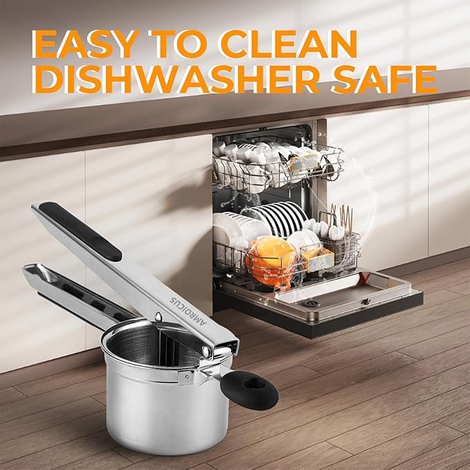 Potato Ricer Stainless Steel, Large Potato Masher 15oz, Heavy Duty Ricer Kitchen Tool for Perfect Mashed Potatoes, Potato Press and Mash Kitchen Gadget, Spaetzle Maker for Noodle