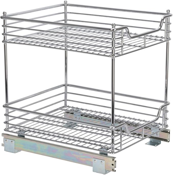 Household Essentials Chromed Steel 2-Tier Artisan Pull-Out Organizer