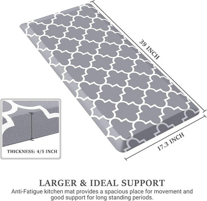 WISELIFE Anti Fatigue Floor Mat - 4/5 Inch Kitchen Mat Non Slip Waterproof Heavy Duty Ergonomic Comfort Mat Durable for Home, Office, Sink, Laundry,(17.3" x 39", Grey)