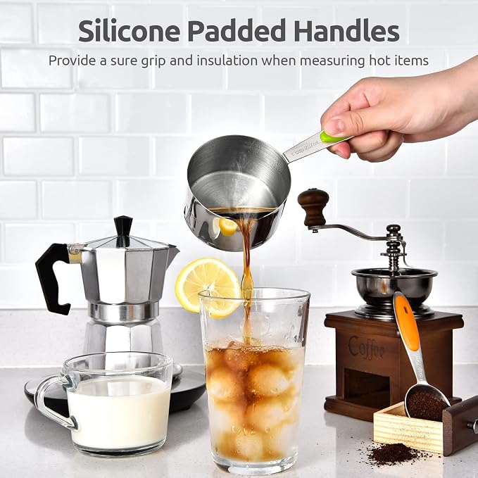 U-Taste 12 Piece Measuring Cups and Spoons Set in 18/8 Stainless Steel : 7 Measuring Cups & 5 Measuring Spoons