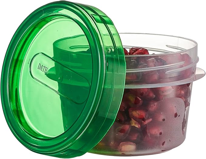 PLASTICPRO 12 Pack Twist Cap Food Storage Containers with Green Screw on Lid- 4 oz Reusable Meal Prep Containers - Small Freezer Containers Microwave Safe Green Plastic Food Storage